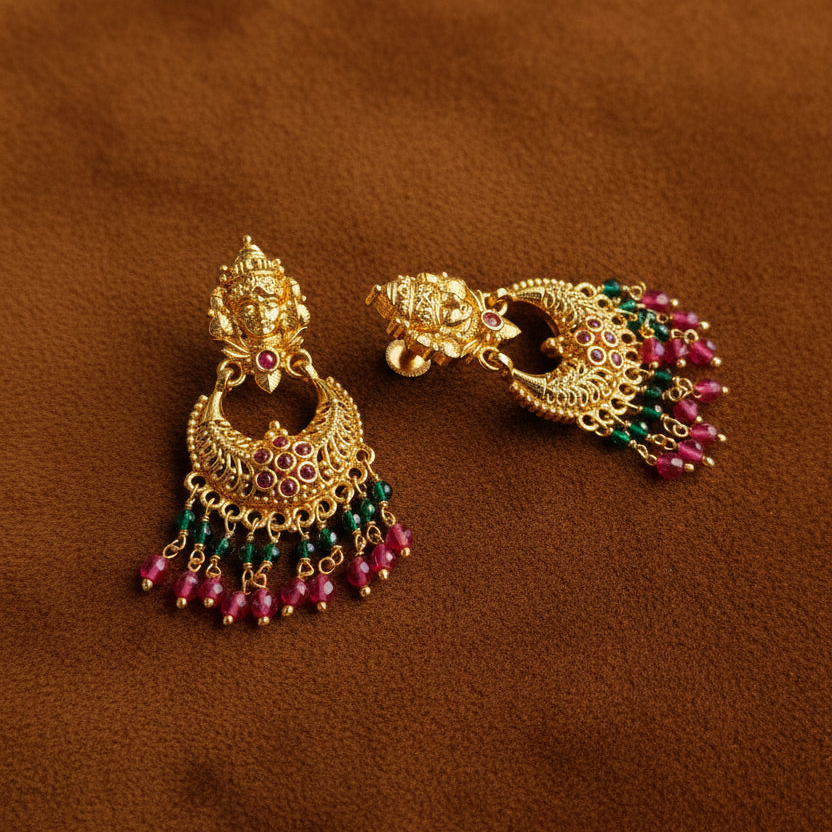 MULTICOLOR LAKSHMI MICRO GOLD CHANDBALI EARRINGS