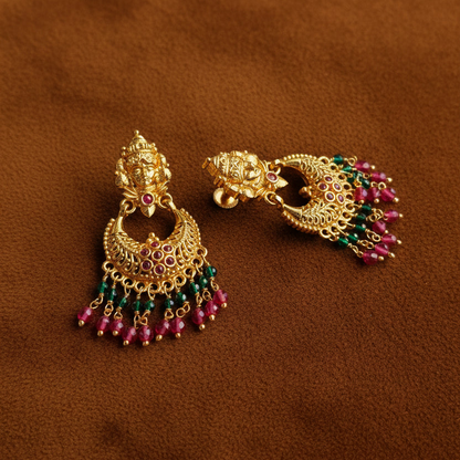 MULTICOLOR LAKSHMI MICRO GOLD CHANDBALI EARRINGS