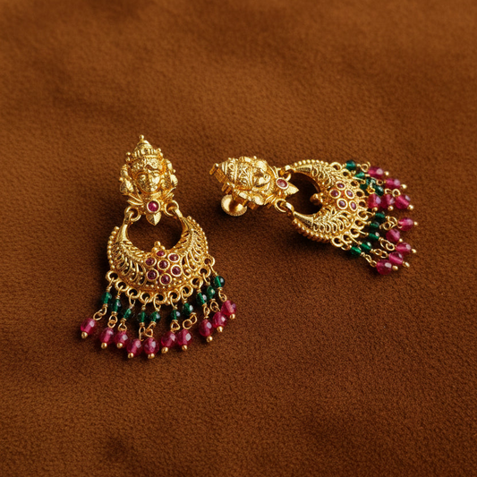 MULTICOLOR LAKSHMI MICRO GOLD CHANDBALI EARRINGS