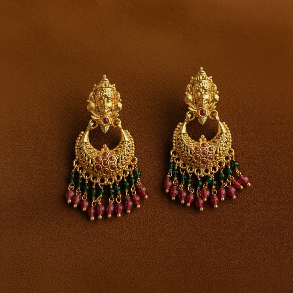 MULTICOLOR LAKSHMI MICRO GOLD CHANDBALI EARRINGS