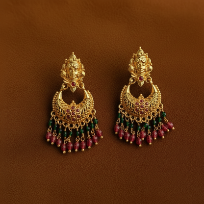 MULTICOLOR LAKSHMI MICRO GOLD CHANDBALI EARRINGS