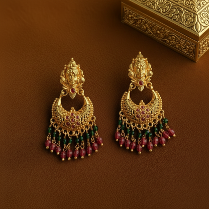 MULTICOLOR LAKSHMI MICRO GOLD CHANDBALI EARRINGS