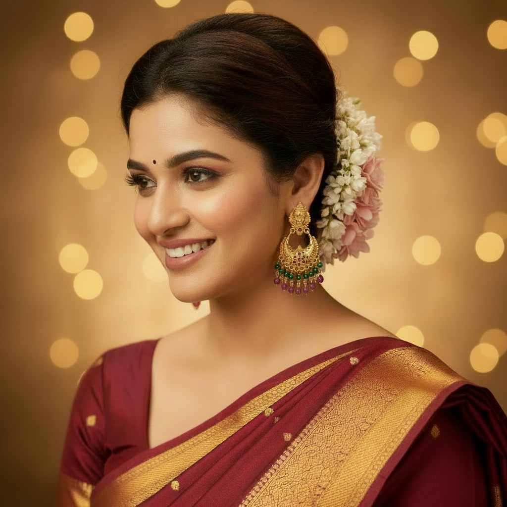 MULTICOLOR LAKSHMI MICRO GOLD CHANDBALI EARRINGS