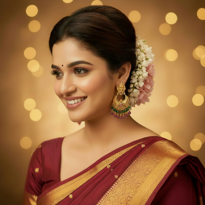 MULTICOLOR LAKSHMI MICRO GOLD CHANDBALI EARRINGS