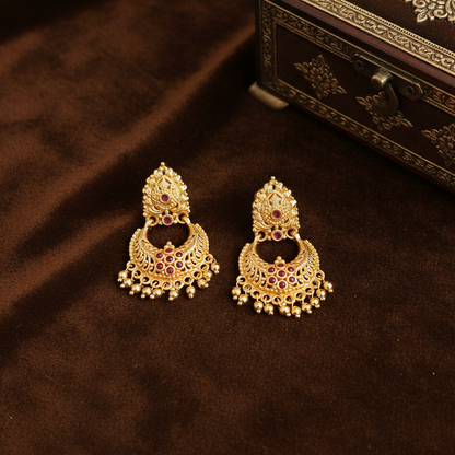 GOLDEN MOHANA PANCHALOHA CHANDBALI EARRINGS