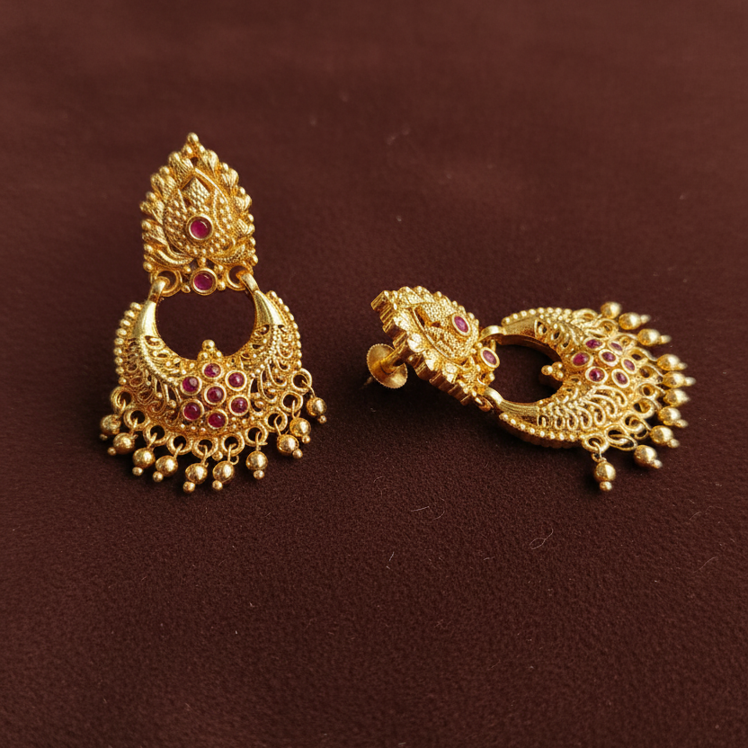 GOLDEN MOHANA PANCHALOHA CHANDBALI EARRINGS