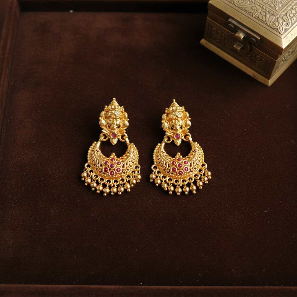 GOLDEN LAKSHMI PANCHALOHA CHANDBALI EARRINGS