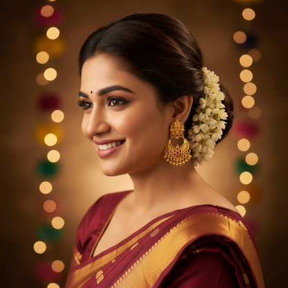 GOLDEN LAKSHMI PANCHALOHA CHANDBALI EARRINGS