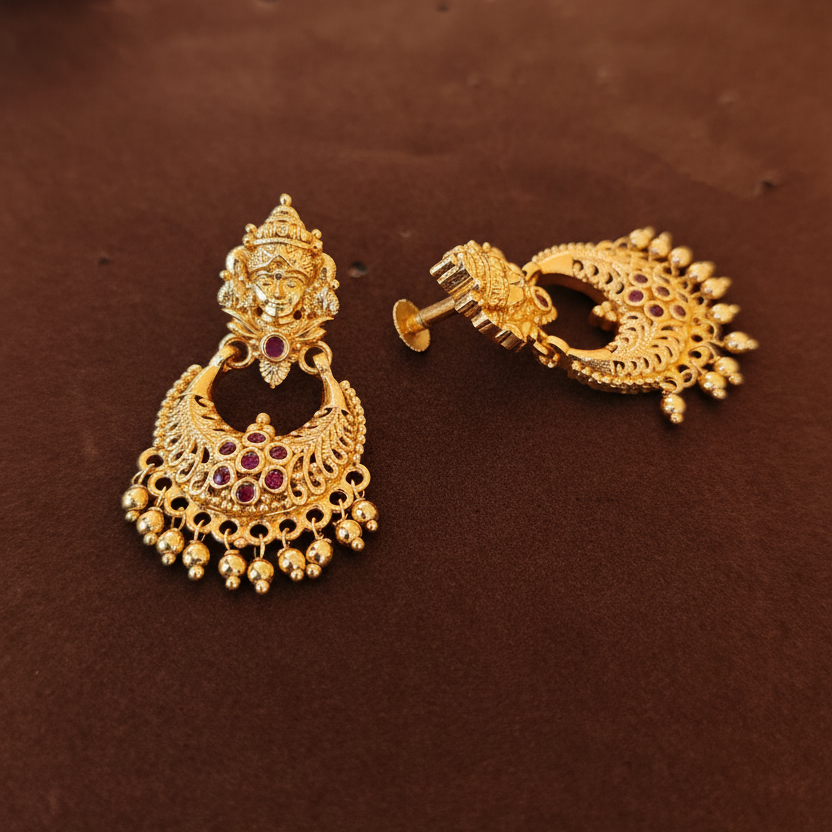 GOLDEN LAKSHMI PANCHALOHA CHANDBALI EARRINGS