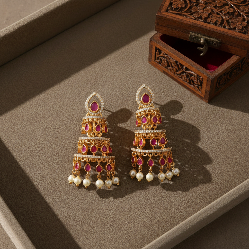 RUBY NIHARIKA JHUMKI EARRINGS