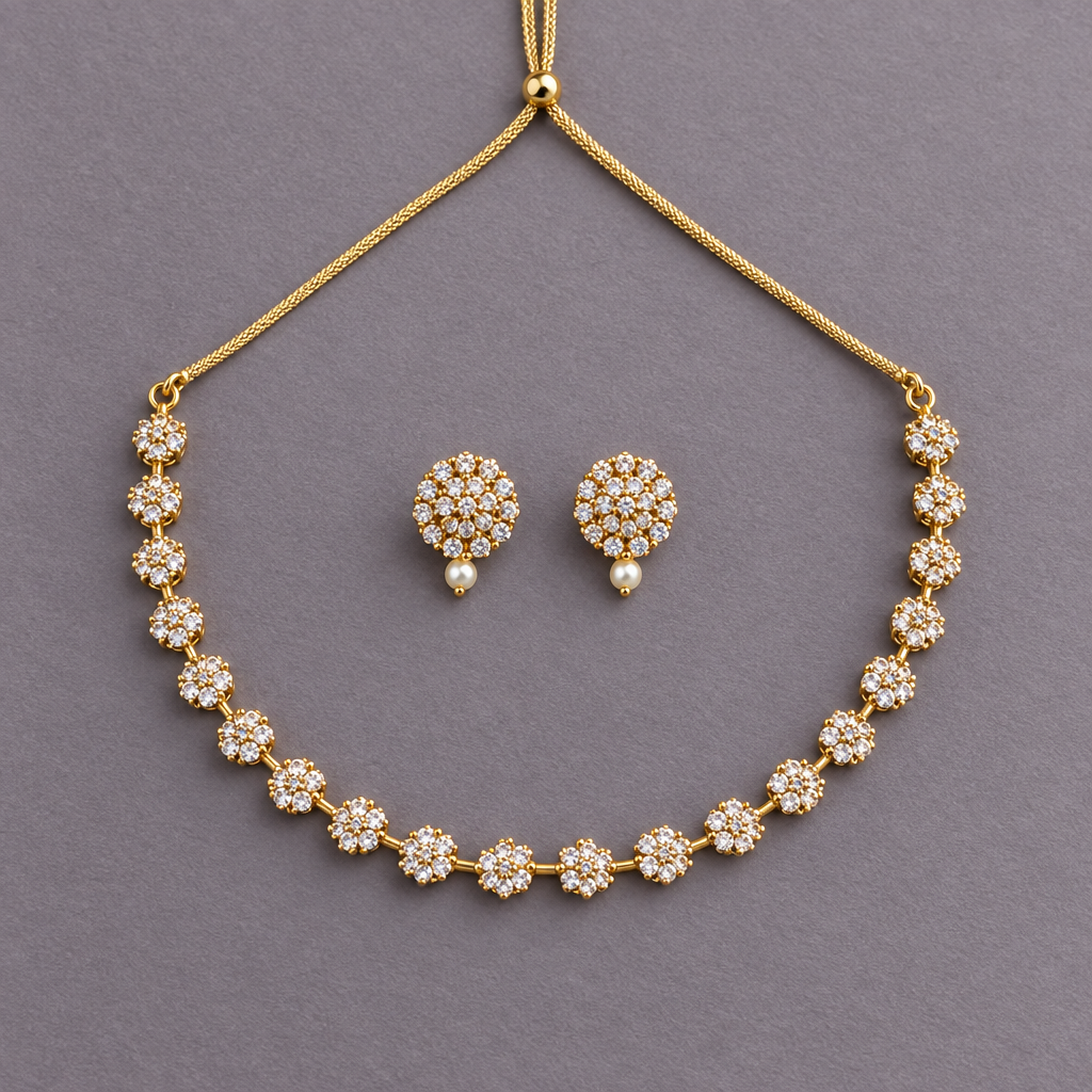 GOLDEN KELIYAH ZIRCONIA JEWELLERY SET