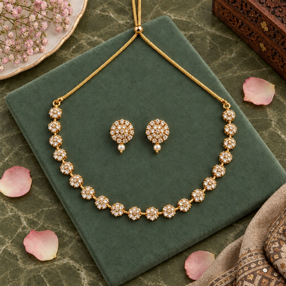 GOLDEN KELIYAH ZIRCONIA JEWELLERY SET