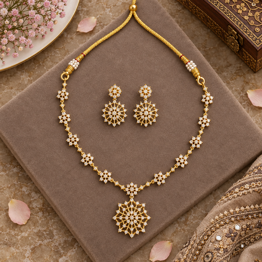 GOLDEN LAASYA ZIRCONIA JEWELLERY SET