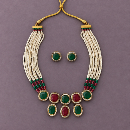 MULTICOLOR AADITA  KUNDAN JEWELLERY SET