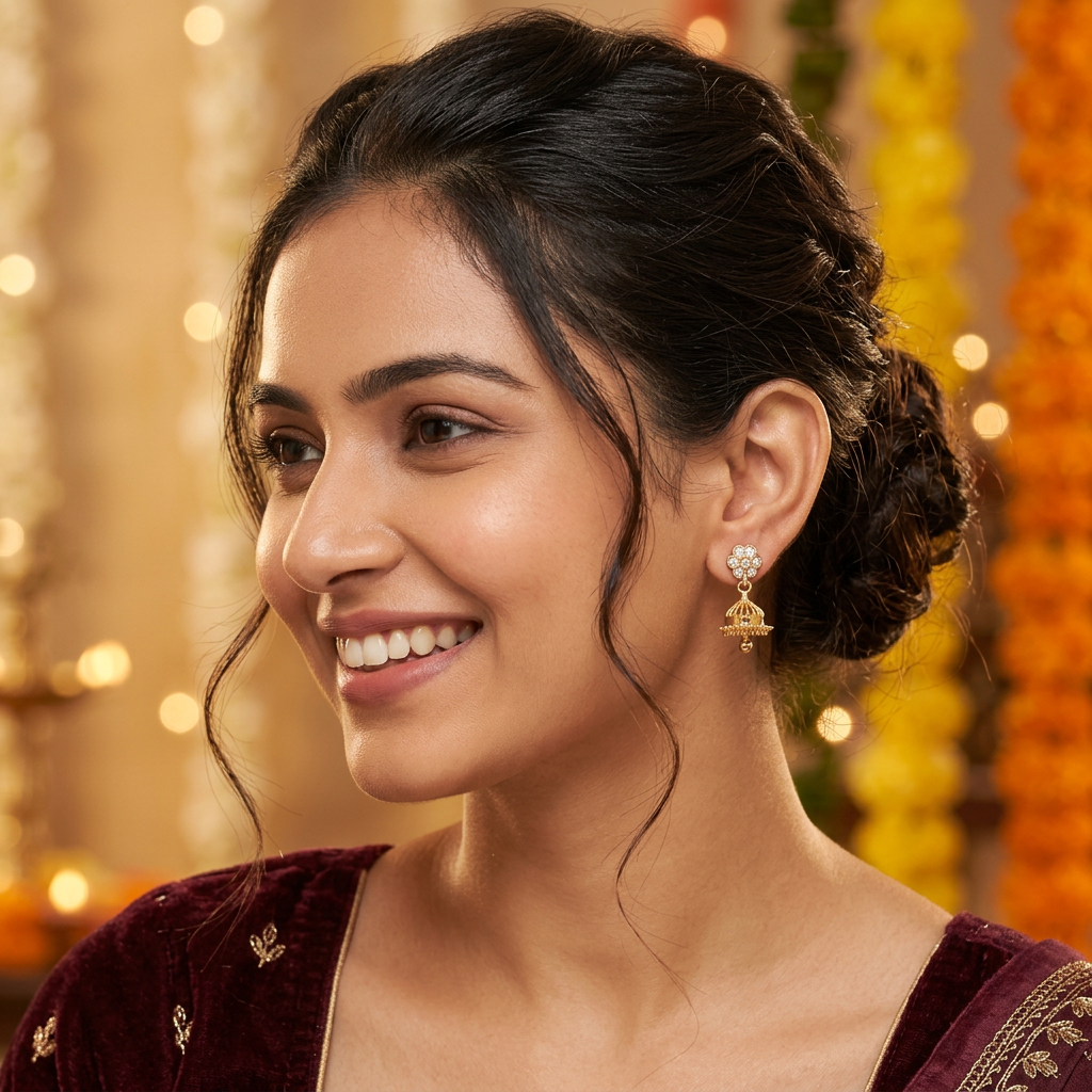 DIAMOND NITHILA IMPON JHUMKI EARRINGS