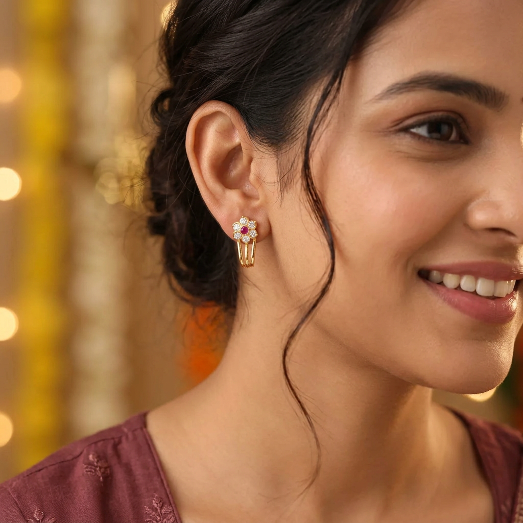 RUBY DIAMOND MINA STUD EARRINGS