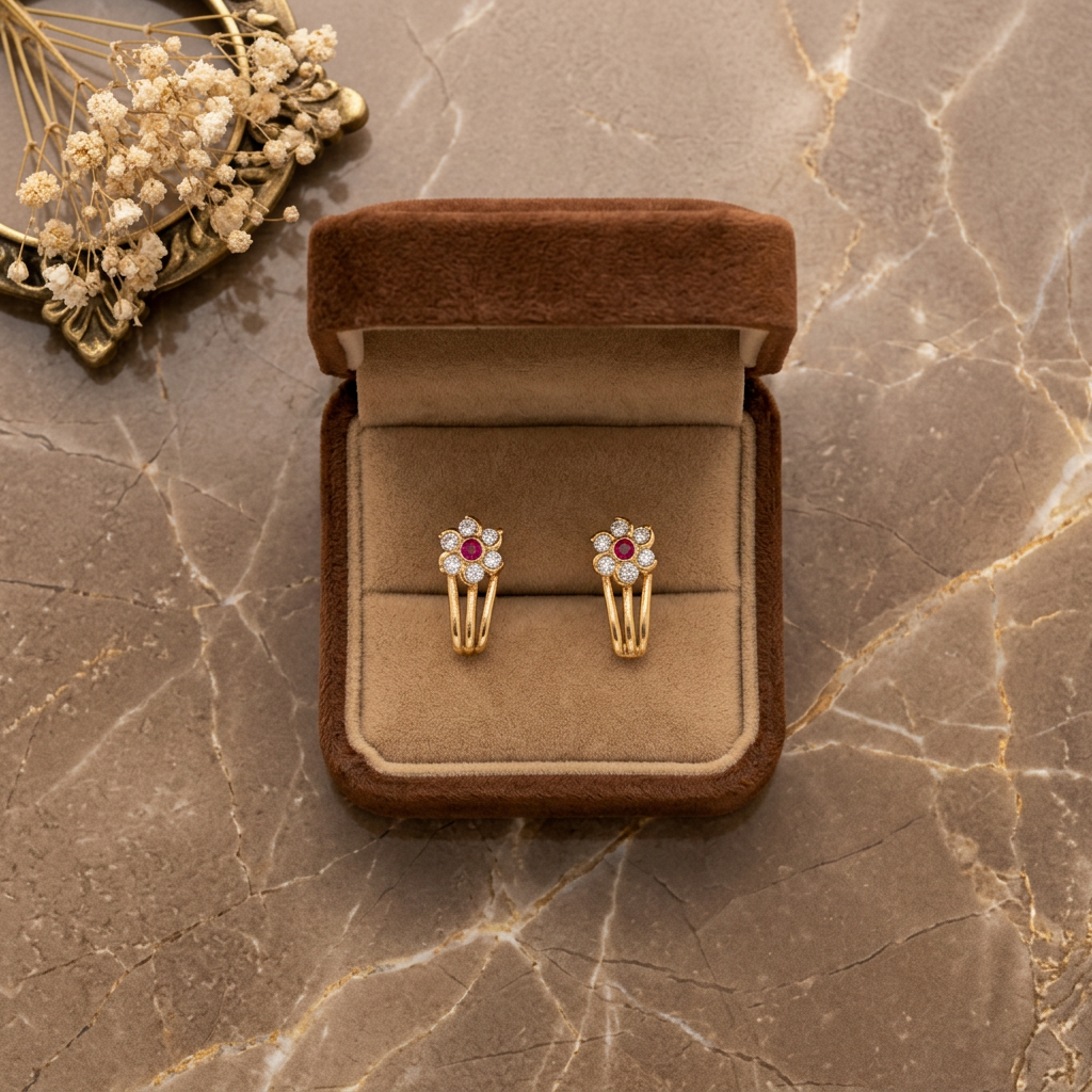 RUBY DIAMOND MINA STUD EARRINGS