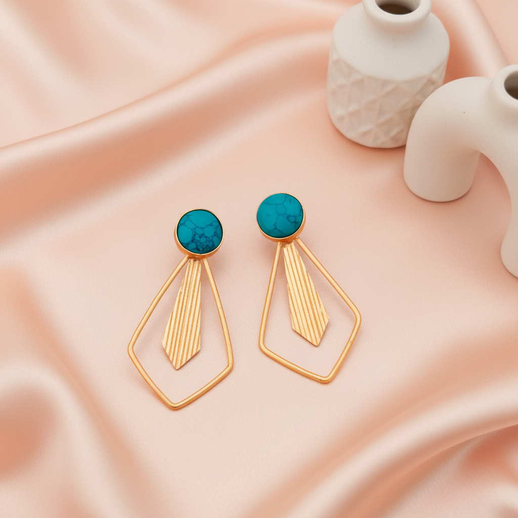 TURQUOISE TYE STONE EARRINGS