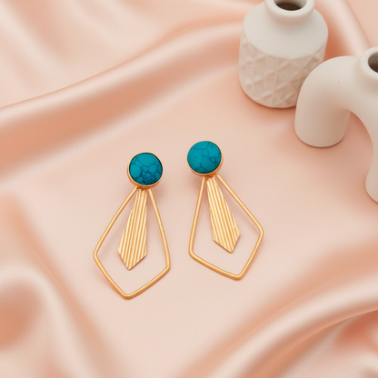 TURQUOISE TYE STONE EARRINGS