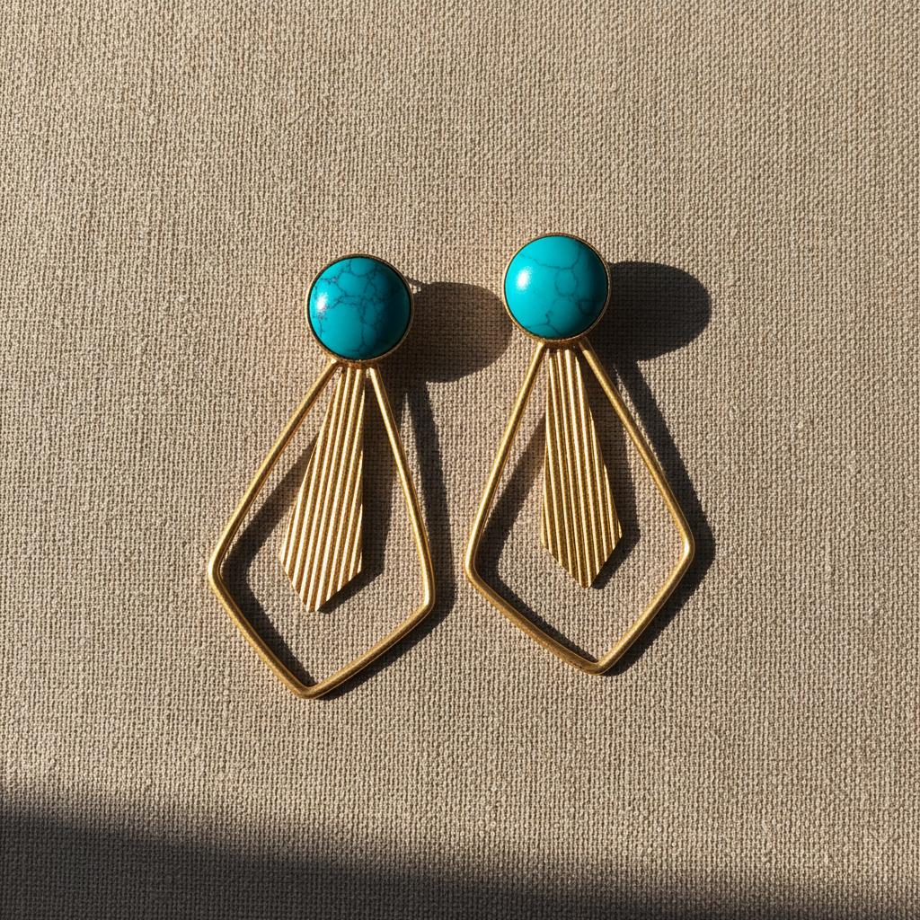 TURQUOISE TYE STONE EARRINGS