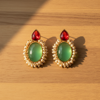 RUBY AAHELI STONE EARRINGS
