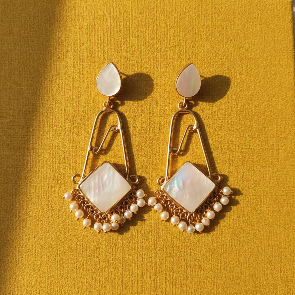 WHITE AJITHA STONE EARRINGS