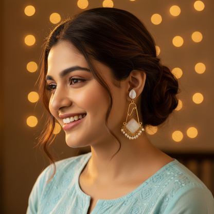 WHITE AJITHA STONE EARRINGS