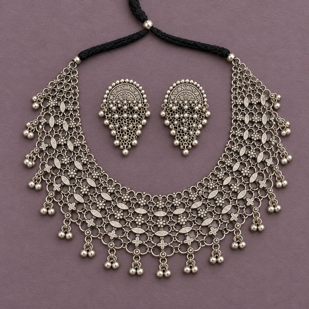 NEYSA BLACK POLISH ANTIQUE JEWELLERY SET