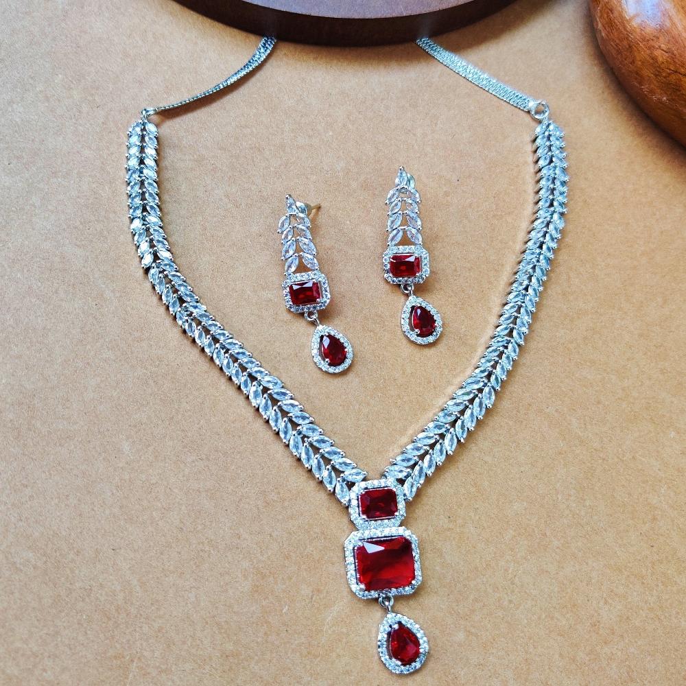 RUBY ANURA AMERICAN DIAMOND JEWELLERY SET