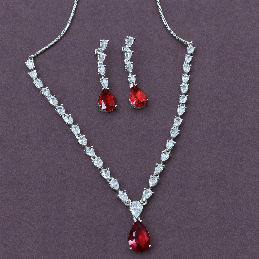 RUBY MISHRA AMERICAN DIAMOND JEWELLERY SET