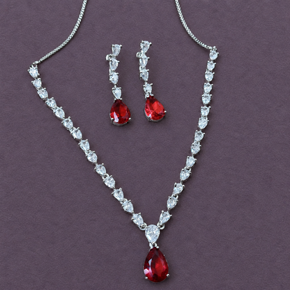 RUBY MISHRA AMERICAN DIAMOND JEWELLERY SET
