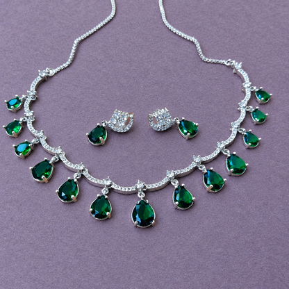 EMERALD AYLA AMERICAN DIAMOND JEWELLERY SET