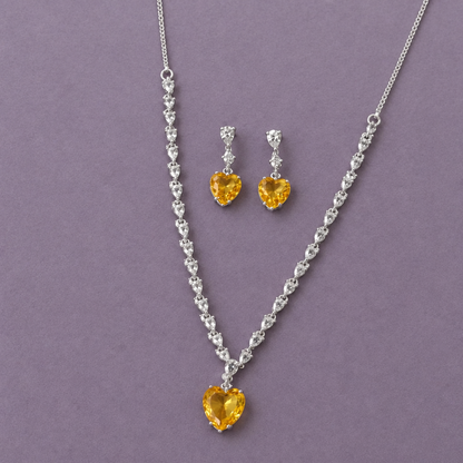 YELLOW ZEST AMERICAN DIAMOND JEWELLERY SET