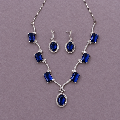 PURPLE MIRA AMERICAN DIAMOND JEWELLERY SET