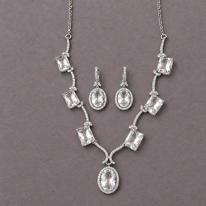 WHITE MIRA AMERICAN DIAMOND JEWELLERY SET