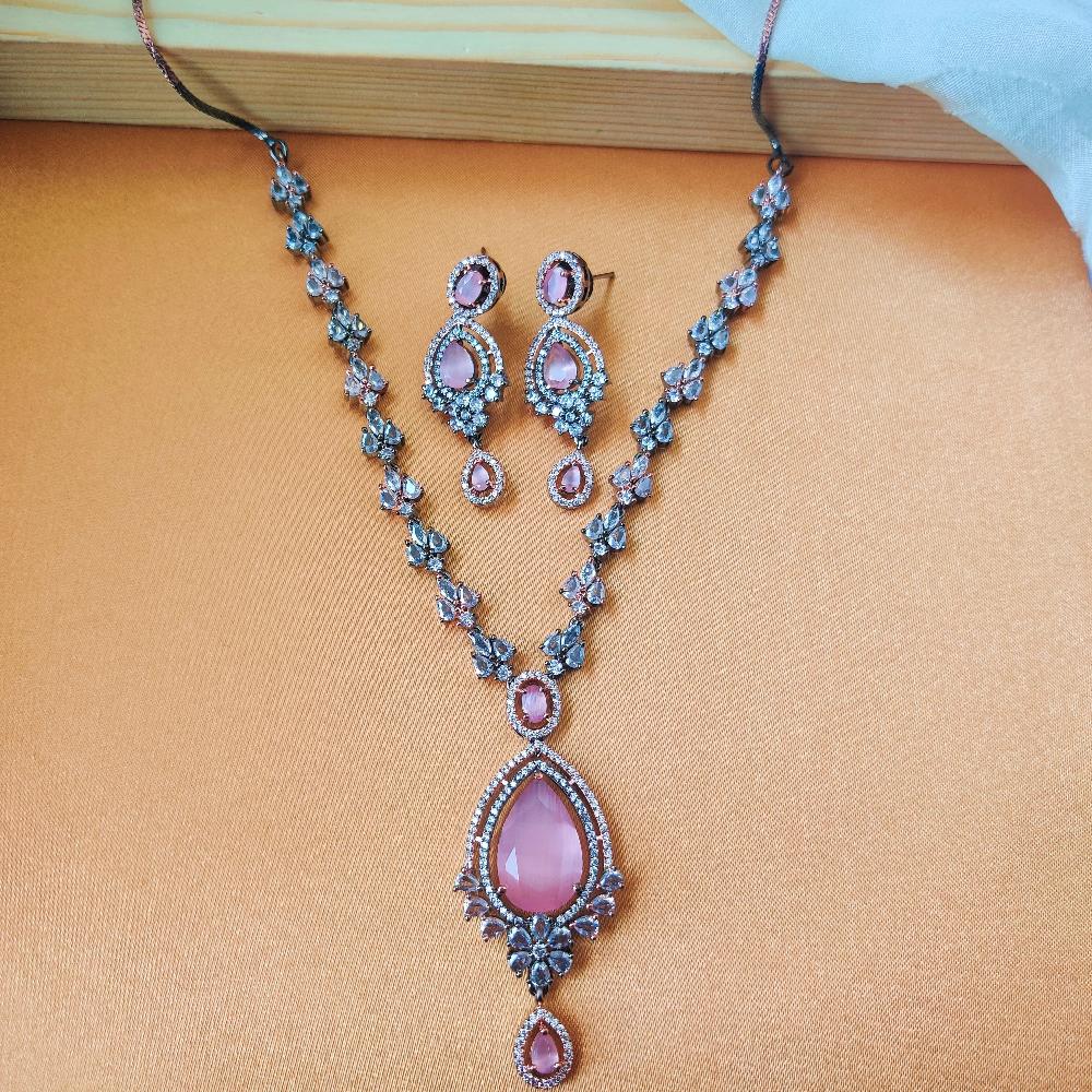 PINK ARDEN AMERICAN DIAMOND JEWELLERY SET