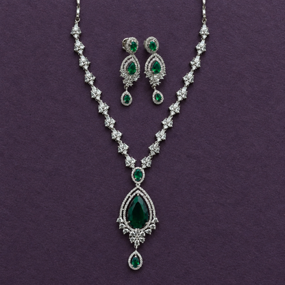 EMERALD ARDEN AMERICAN DIAMOND JEWELLERY SET