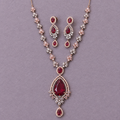 RUBY ARDEN AMERICAN DIAMOND JEWELLERY SET