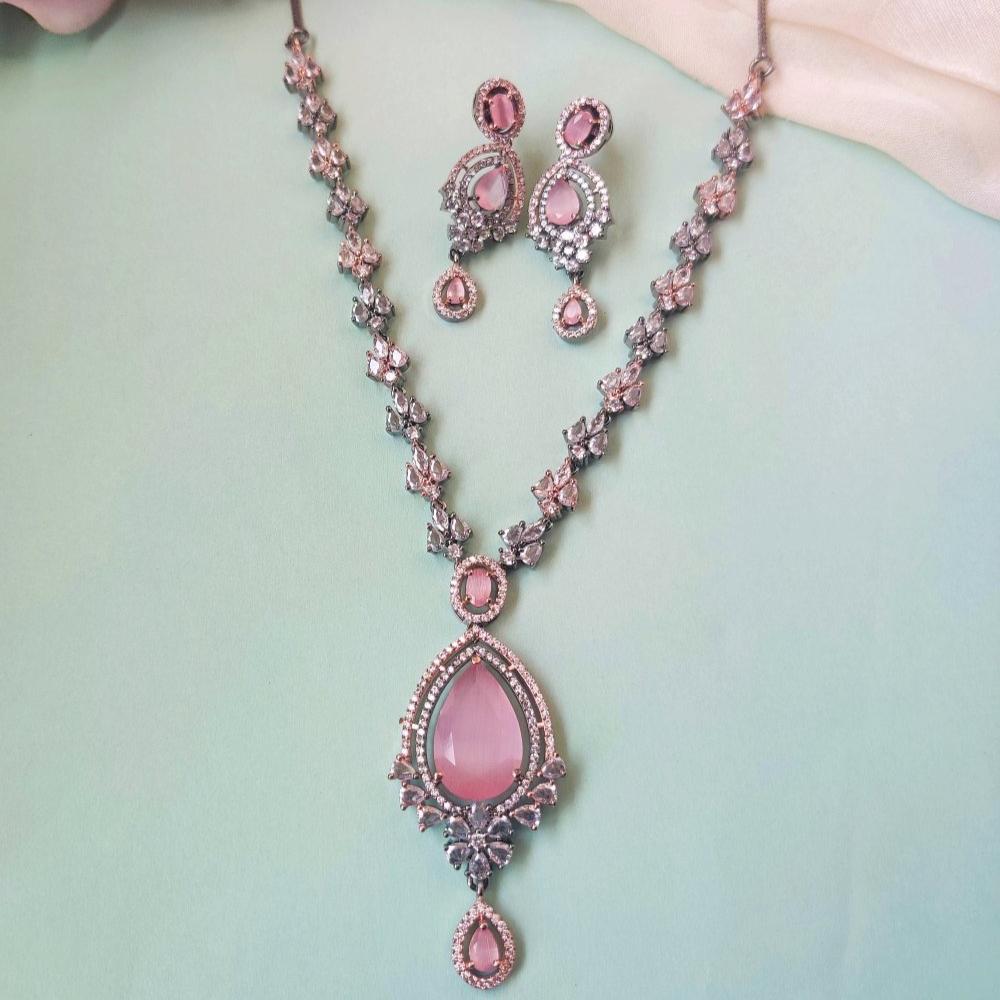 PINK ARDEN AMERICAN DIAMOND JEWELLERY SET