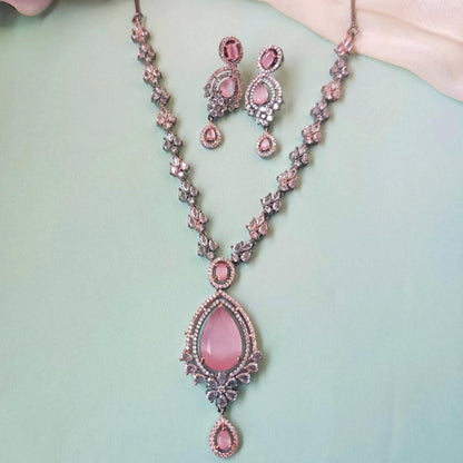 PINK ARDEN AMERICAN DIAMOND JEWELLERY SET