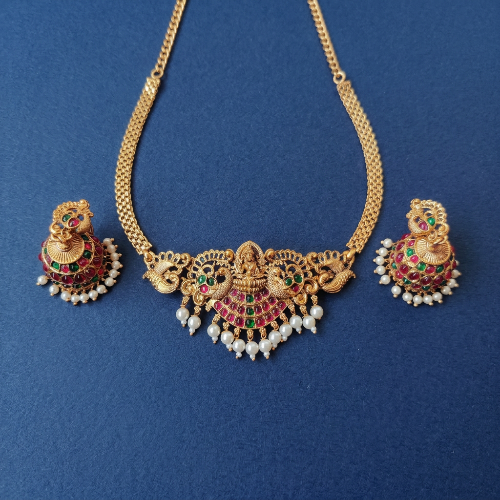 MULTICOLOR RAJI TEMPLE JEWELLERY SET