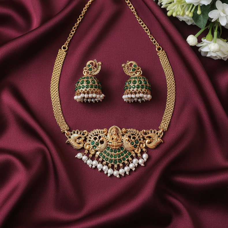 EMERALD RAJI TEMPLE JEWELLERY SET