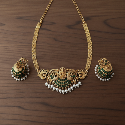 EMERALD RAJI TEMPLE JEWELLERY SET