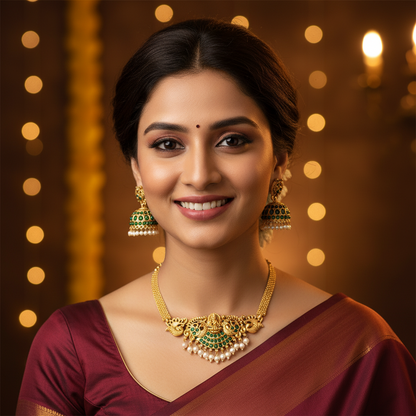 EMERALD RAJI TEMPLE JEWELLERY SET