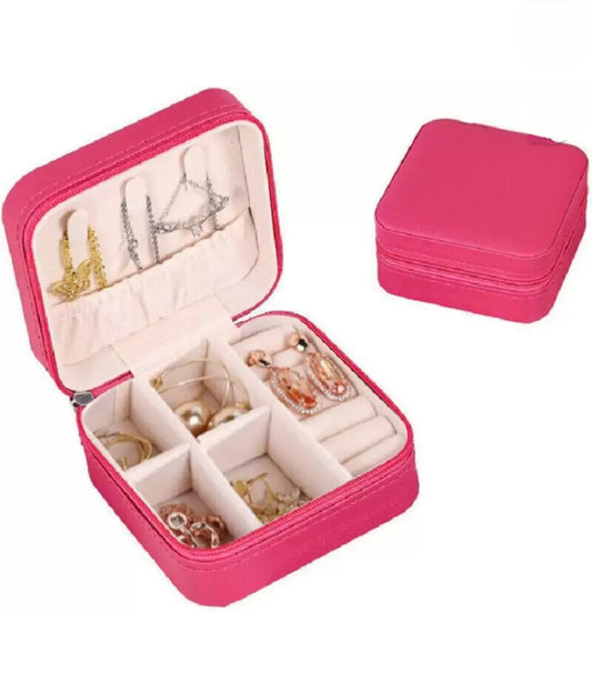 FUCHSIA PINK TRAVEL JEWELLERY BOX