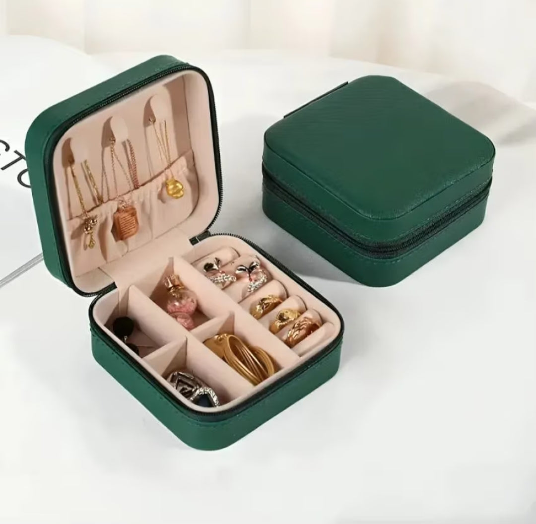GREEN TRAVEL JEWELLERY BOX