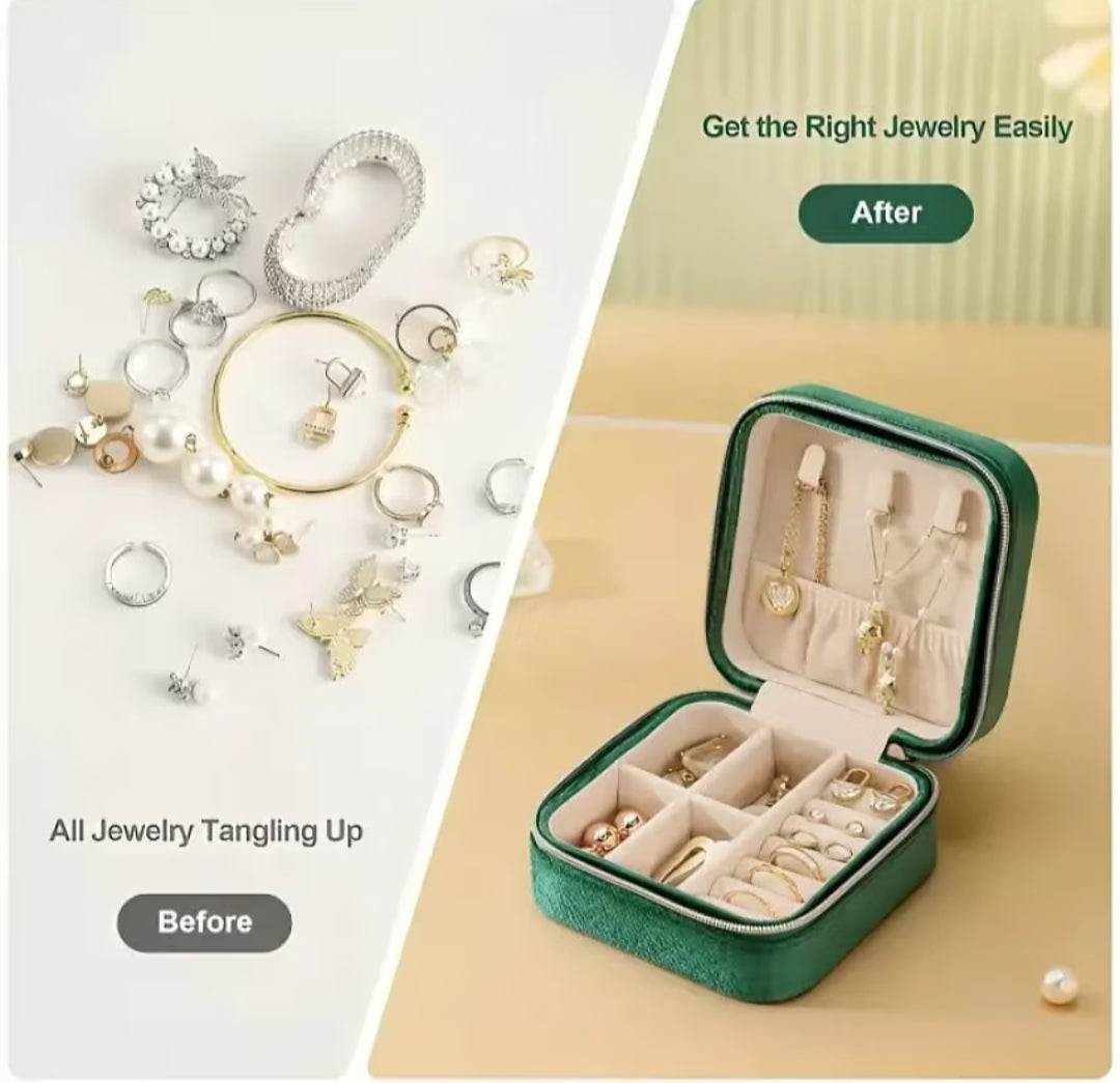 GREEN TRAVEL JEWELLERY BOX
