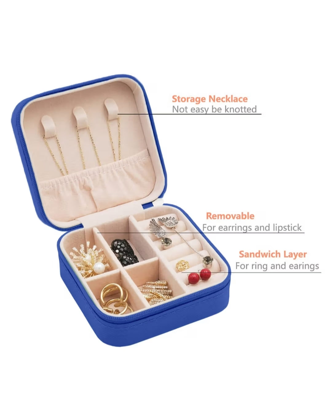 ROYAL BLUE TRAVEL JEWELLERY BOX