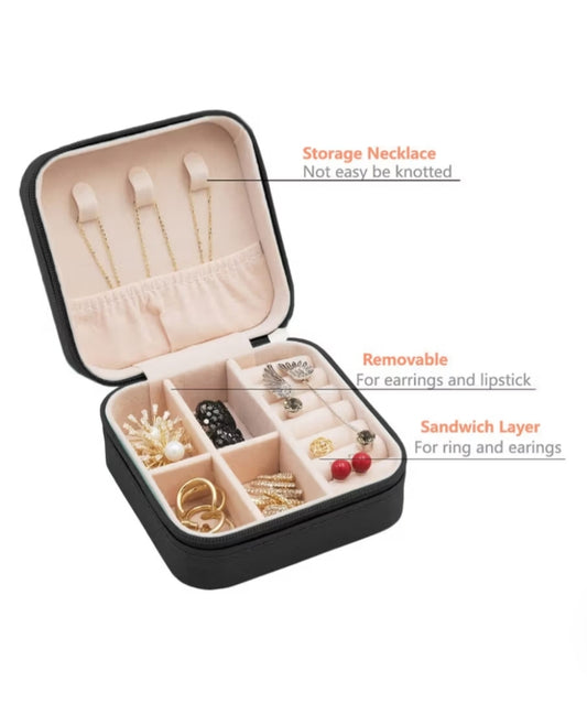 BLACK TRAVEL JEWELLERY BOX