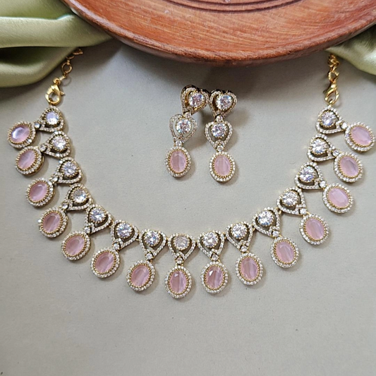 PINK SRIRA ZIRCONIA JEWELLERY SET